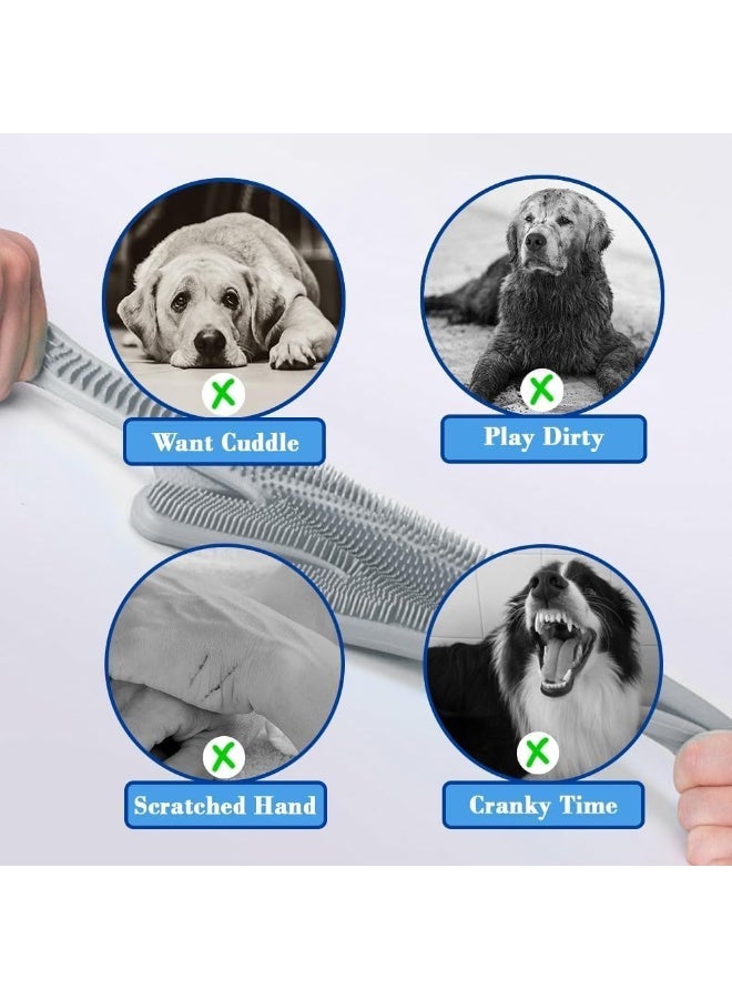 قفازات تربية الحيوانات الأليفة ، قفازات حمام الكلب مع أسنان عالية الكثافة ، إزالة شعر السيليكون المقاومة للحرارة ، تصميم خمسة أصابع محسنة ، الاستحمام والتدليك للكلاب والقطط - Image 4